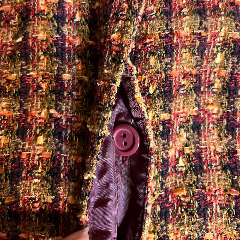 Sag Harbor Dress coat basket weave orange yellow red and brown size 16 - Picture 13 of 13